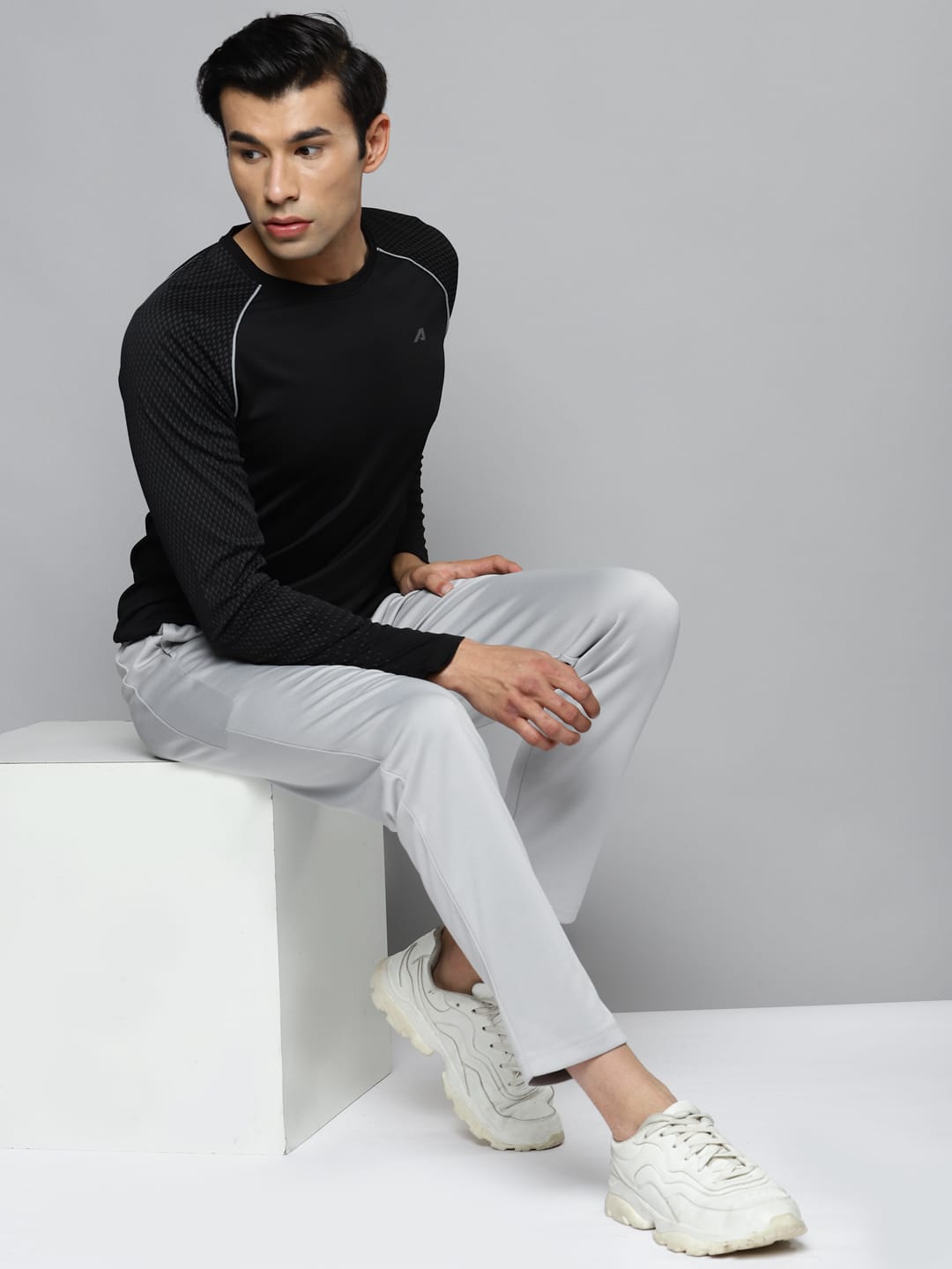 Alcis Men Grey Solid Slim Fit Running Track Pants