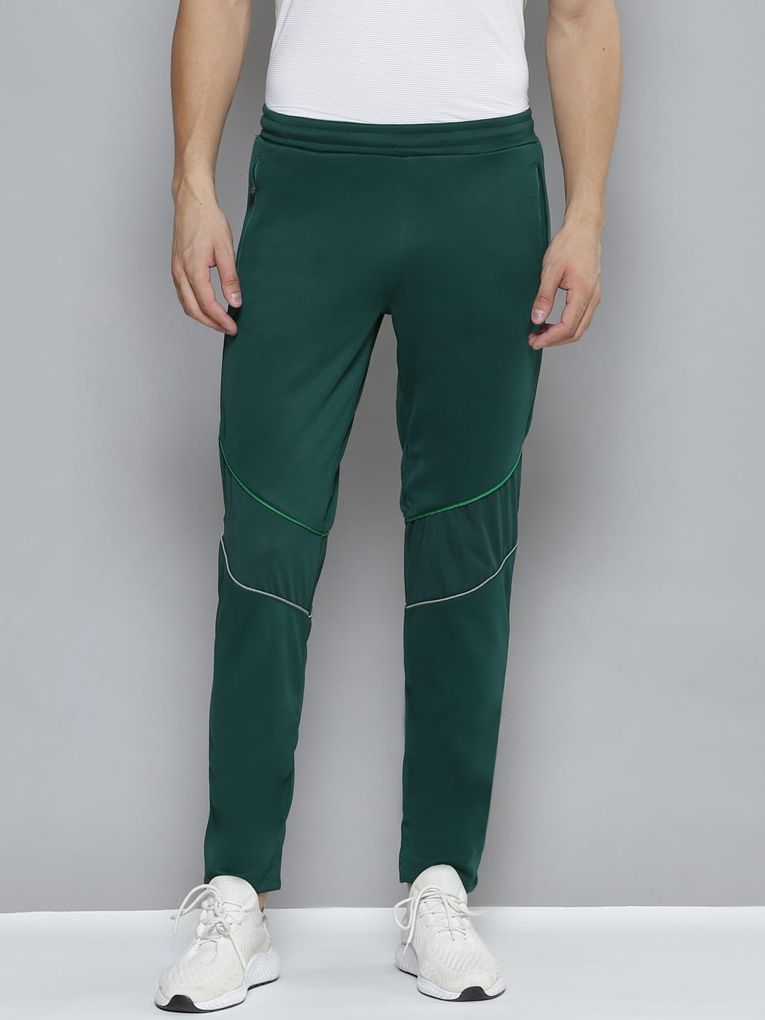 Alcis Men Green Solid Slim Fit Running Track Pants