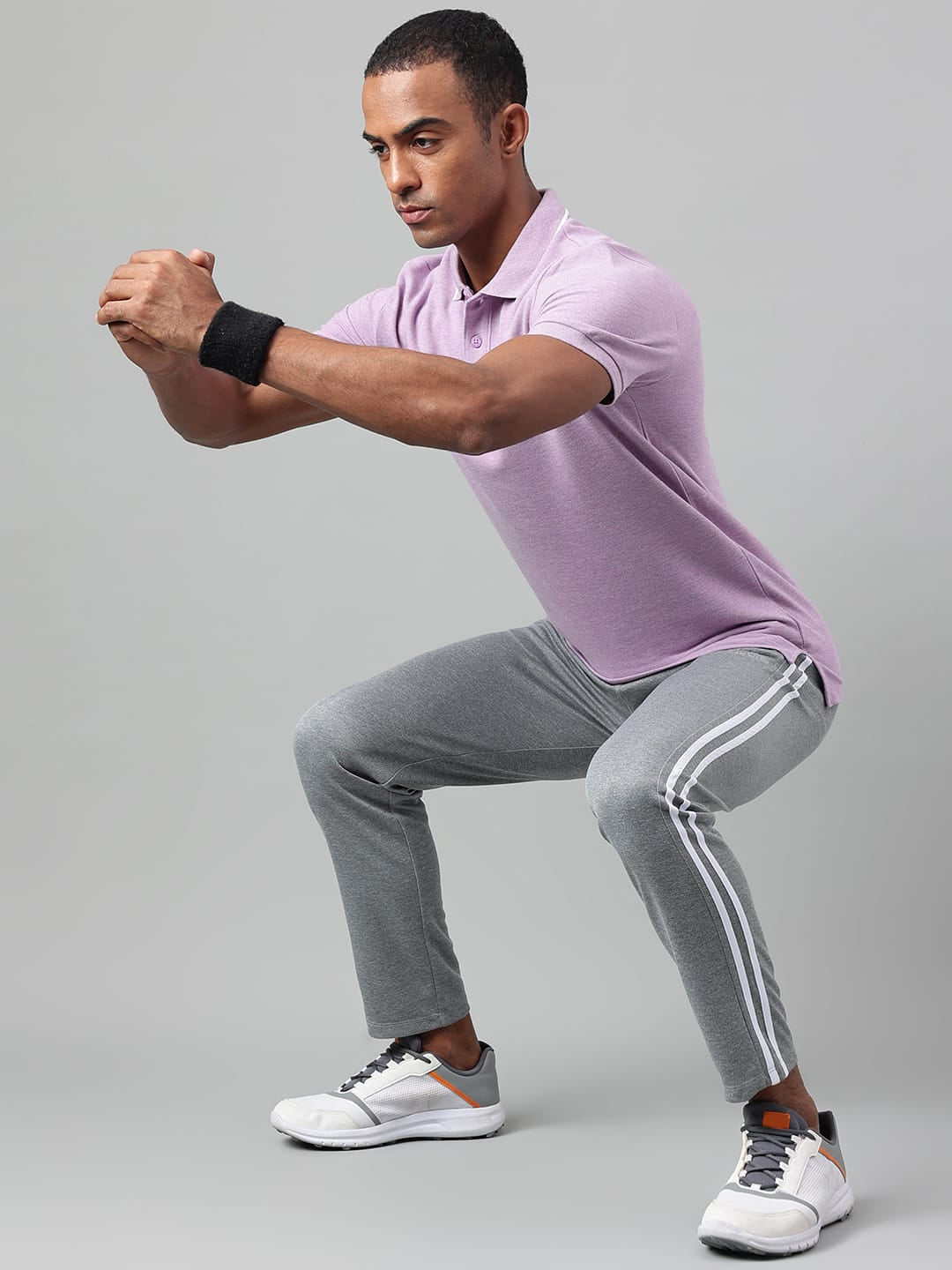 Alcis Men's Medium Grey Anti-Static Drytech+ Slim-Fit Training Track Pants
