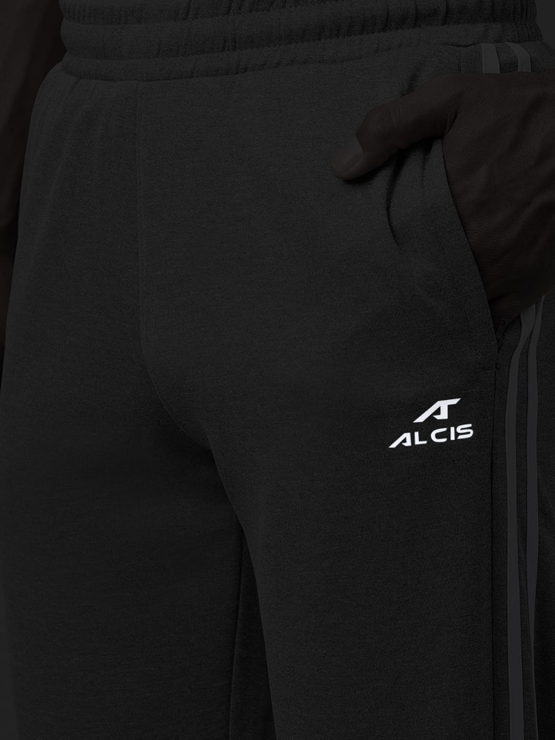 Alcis Men's Medium Grey Anti-Static Drytech+ Slim-Fit Training Track Pants