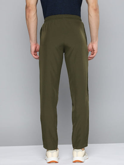 Alcis Men Olive Green Typography Print Track Pants