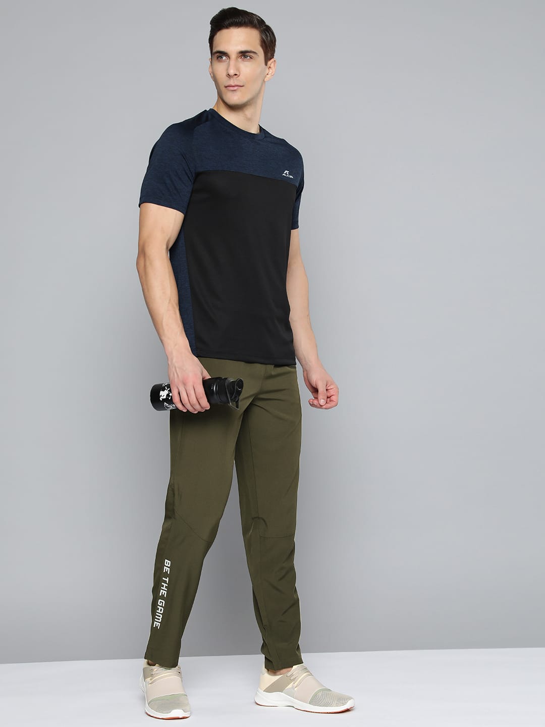 Alcis Men Olive Green Typography Print Track Pants