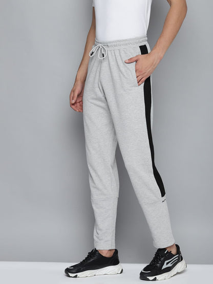 Alcis Men Grey Melange Solid Track Pants with Side Stripe Detail
