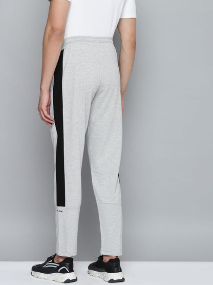 Alcis Men Grey Melange Solid Track Pants with Side Stripe Detail