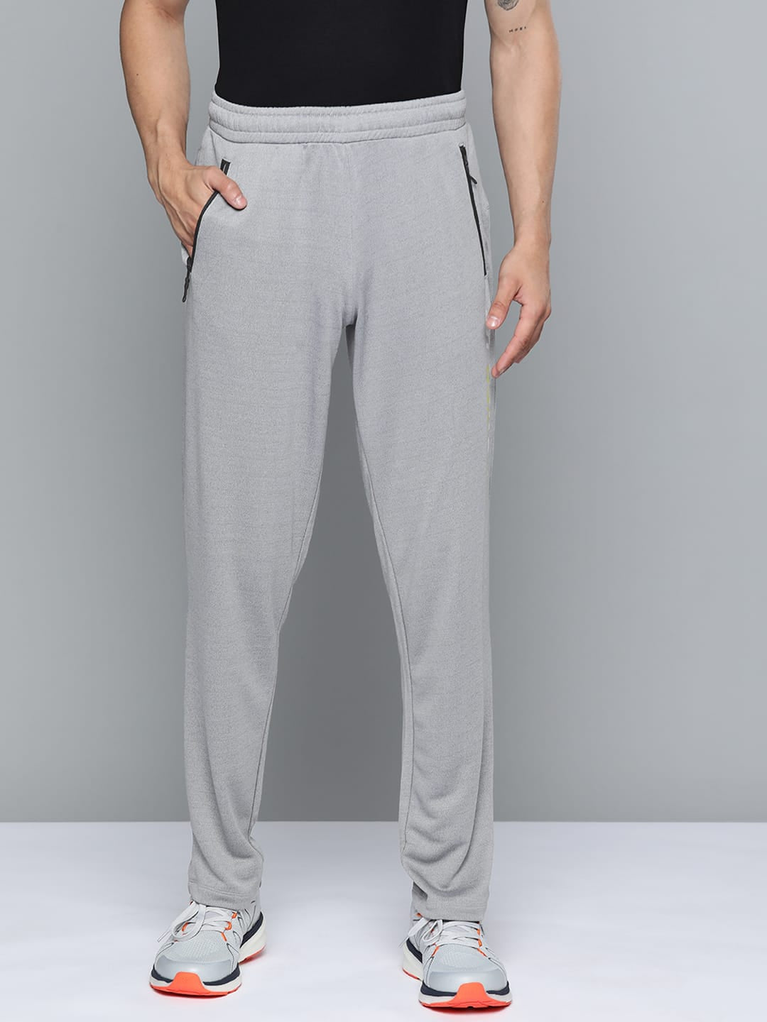 Alcis Men Grey Melange Printed Track Pants