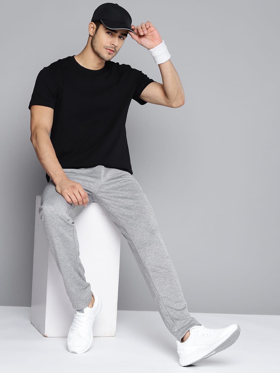 Alcis Men Grey Melange Solid Slim Fit Track Pants