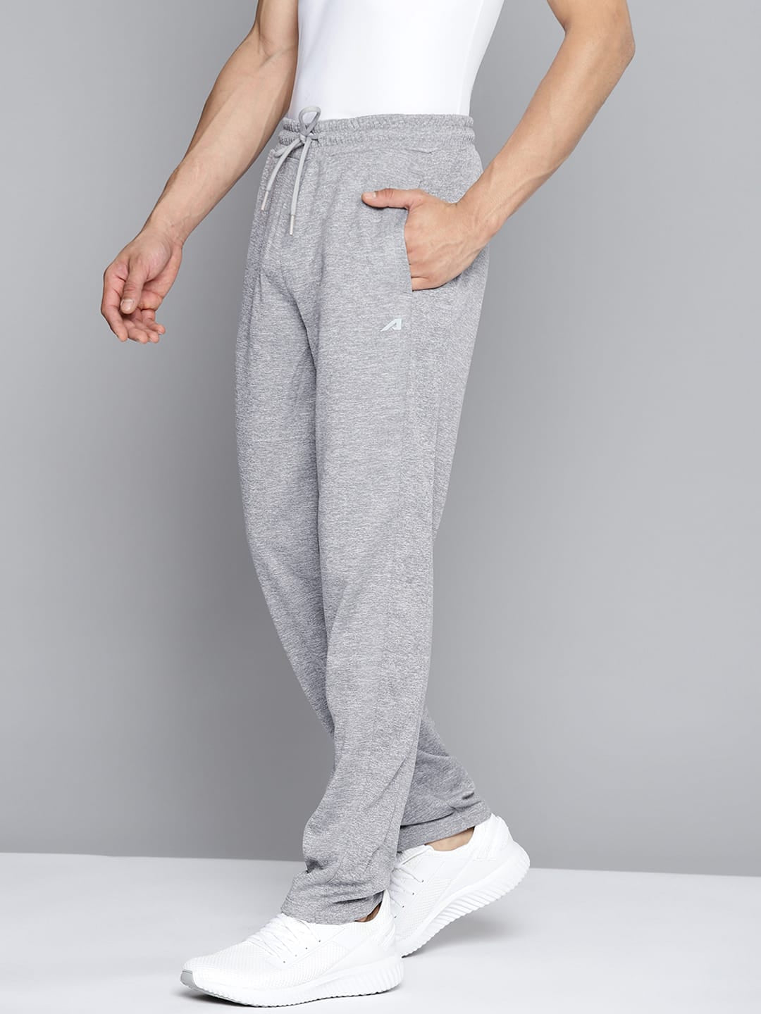 Alcis Men Grey Melange Solid Slim Fit Track Pants