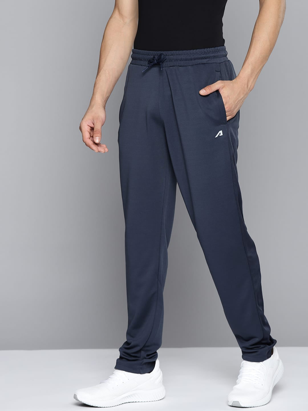 Alcis Men Navy Blue Solid Slim Fit Track Pants