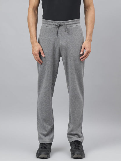 Alcis Men Medium Grey Melange Anti-Static Slim-Fit Training Track Pants