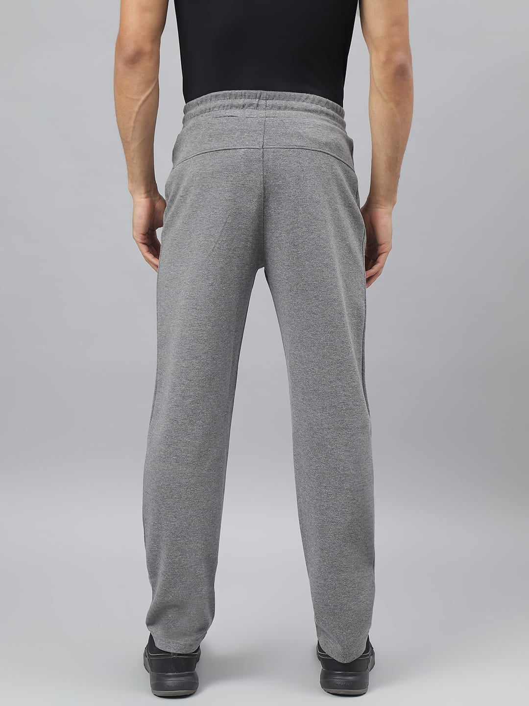 Alcis Men Medium Grey Melange Anti-Static Slim-Fit Training Track Pants