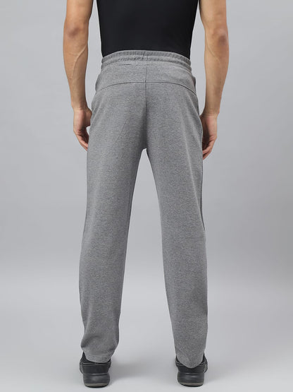 Alcis Men Medium Grey Melange Anti-Static Slim-Fit Training Track Pants