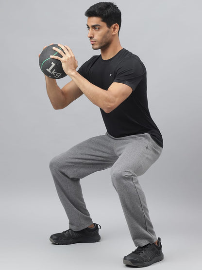 Alcis Men Medium Grey Melange Anti-Static Slim-Fit Training Track Pants