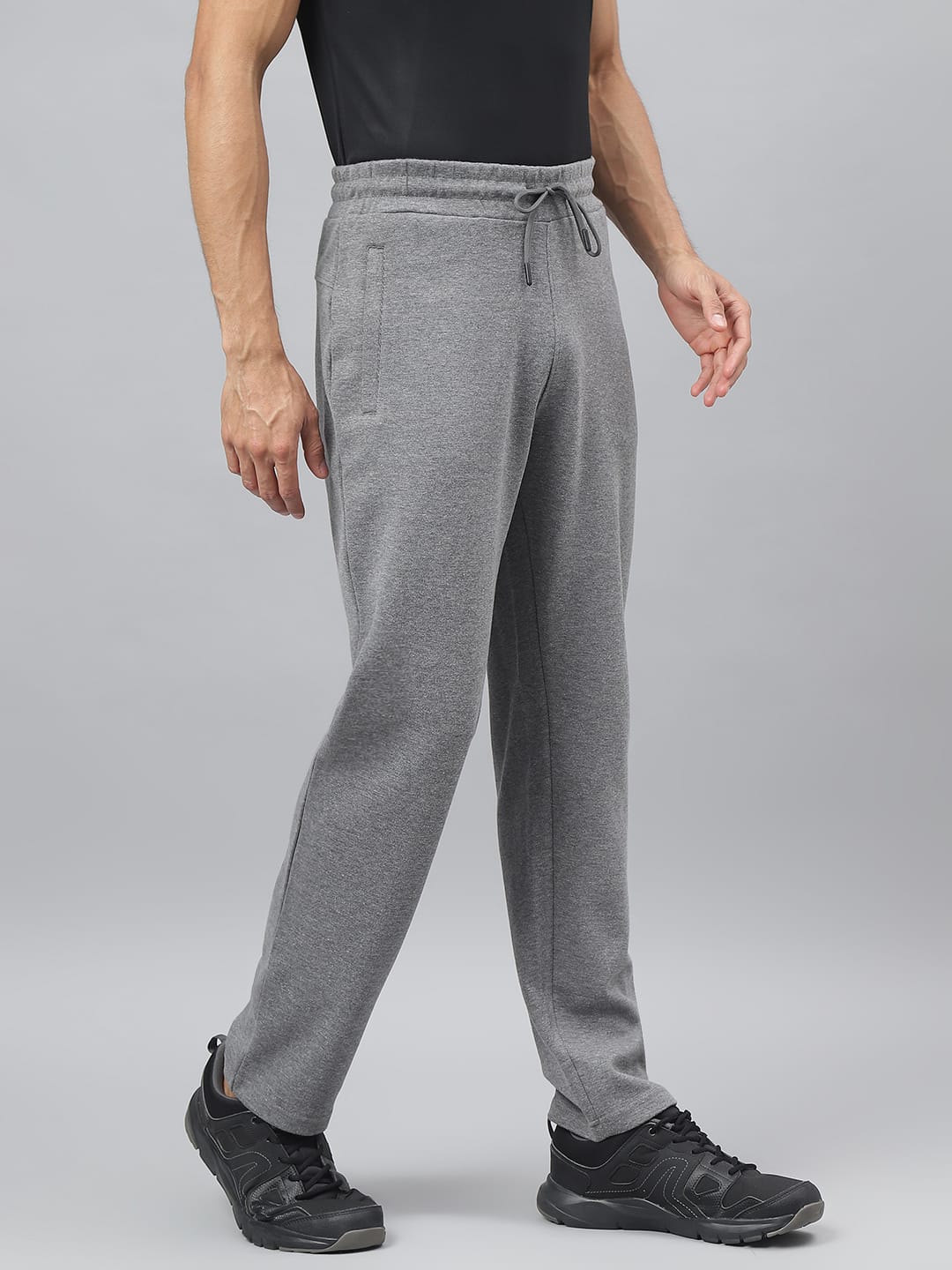 Alcis Men Medium Grey Melange Anti-Static Slim-Fit Training Track Pants