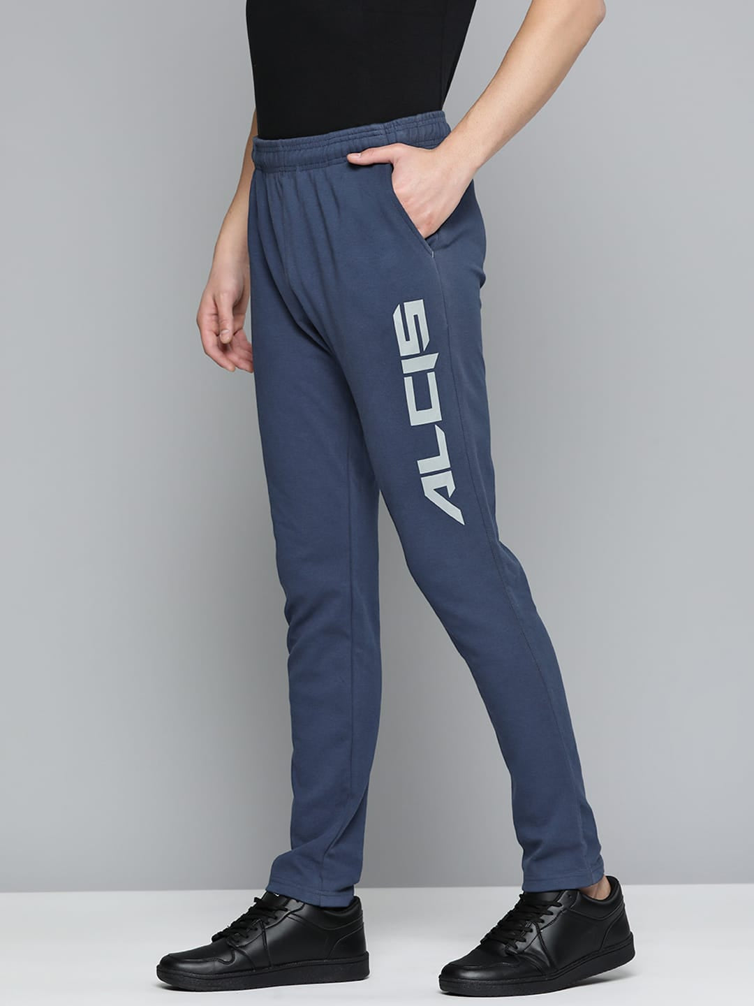 Alcis Men Navy Blue Solid Slim Fit Track Pants