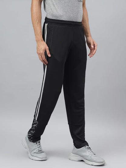 Alcis Men Black Anti-Static Slim-Fit Training Track Pants