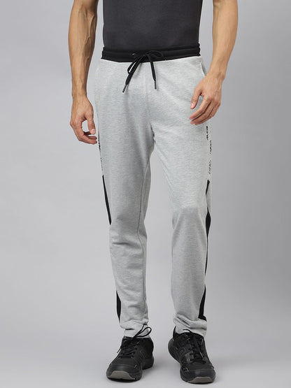 Alcis Men Graphic-Print Light Grey Melange Soft-Touch Track Pants