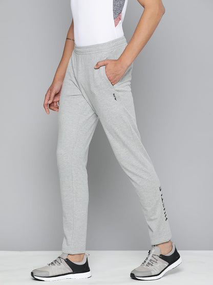 Alcis Men Grey Melange Typography Printed Slim Fit Sports Track Pants