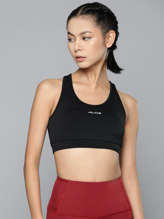 Alcis Black Solid Drytech+ Sports Bra