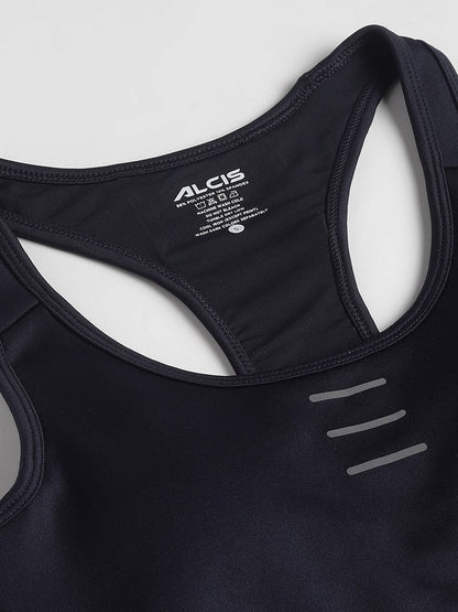 Alcis Women Navy Anti-Static Slim-Fit High Support Sports Bra