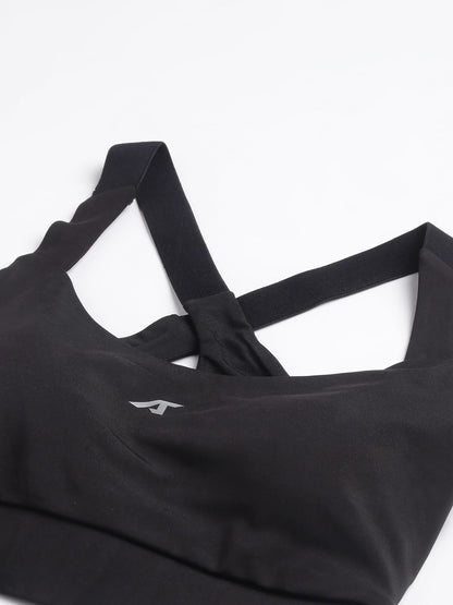 Alcis Women Black Anti-Static Slim-Fit Medium-Impact Sports Bra
