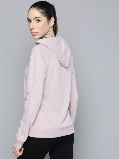 Alcis Women Lavender Printed Hooded Sweatshirt