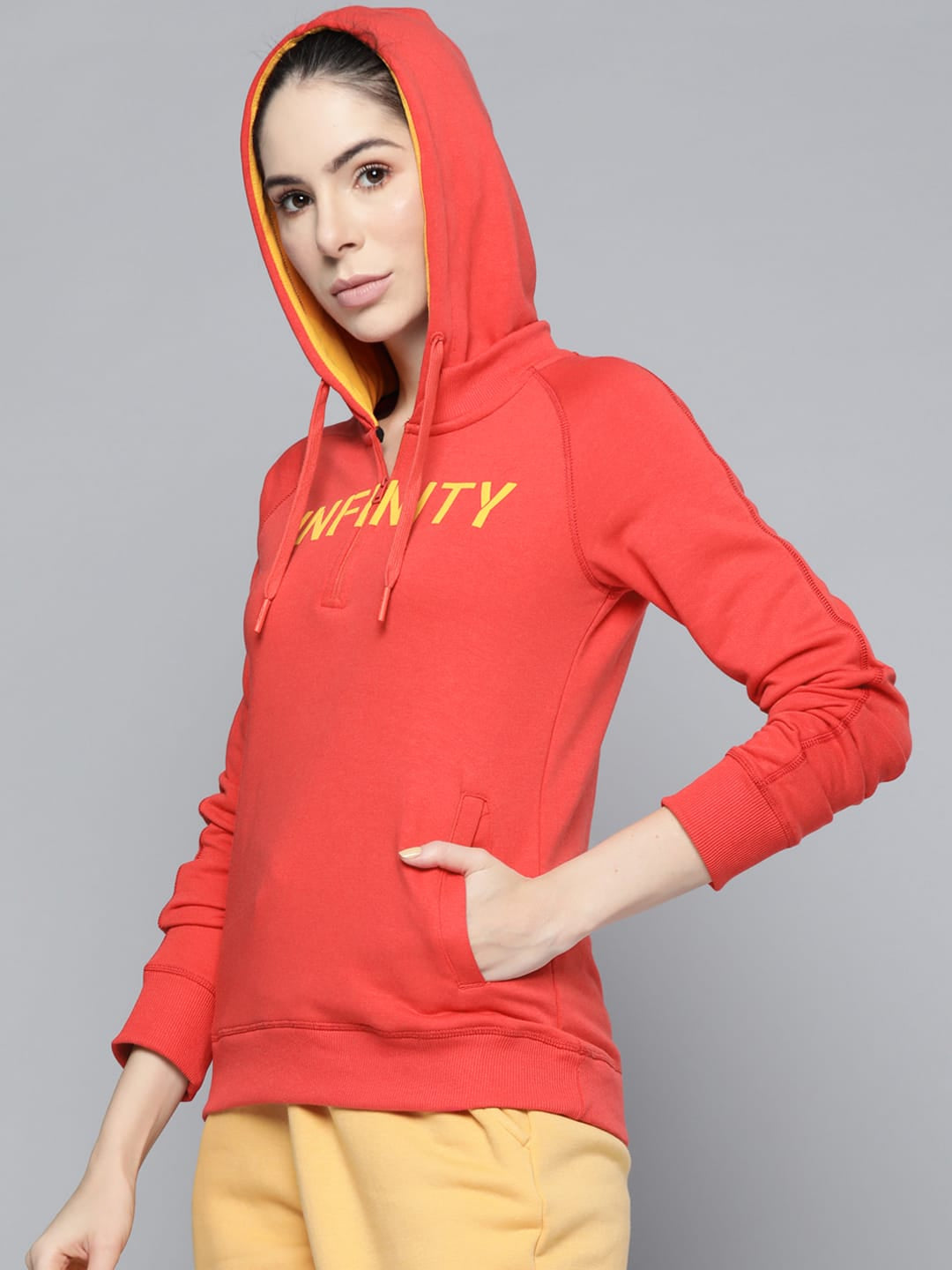 Alcis Women Red Printed Hooded Sweatshirt