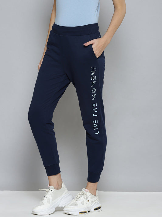 Alcis Women Navy Blue Slim Fit Cropped Running Joggers