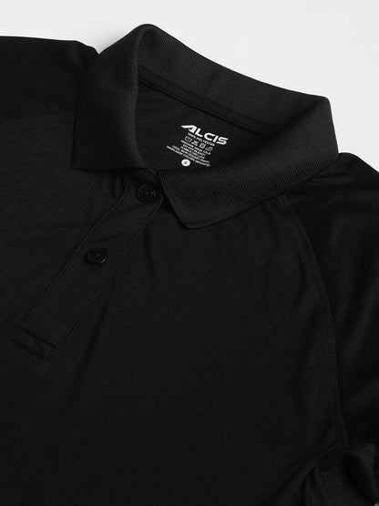 Alcis Women Black Tech-Fit Anti-Static Soft-Touch Slim-Fit Training Polo T-Shirt