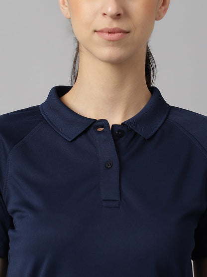 Alcis Women Navy Tech-Fit Anti-Static Soft-Touch Slim-Fit Training Polo T-Shirt