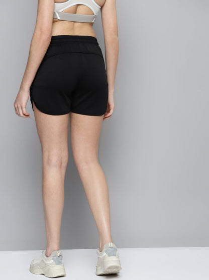 Alcis Women Black Slim Fit Training or Gym Sports Shorts