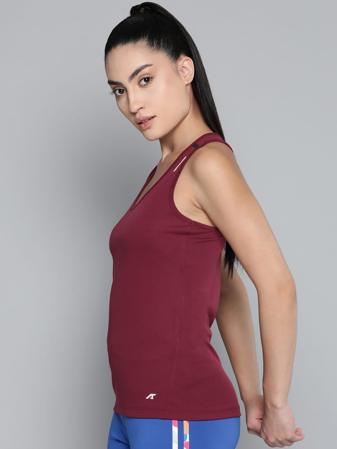 Alcis Women Red Dry Tech Slim Fit Training or Gym T-shirt