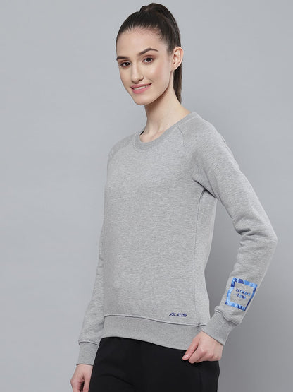 Alcis Women Grey Printed Detail Sweatshirt