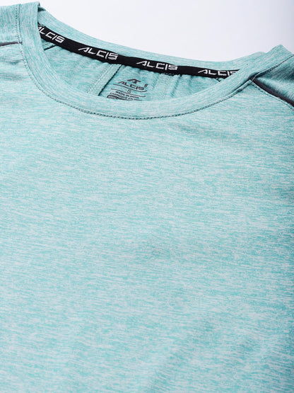 Alcis Women Turquoise Blue Slim Fit Training or Gym T-shirt
