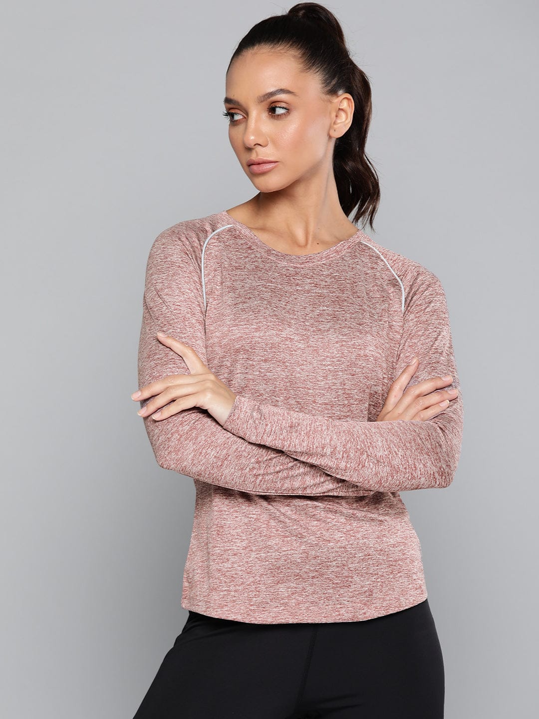 Alcis Women Mauve Slim Fit T-shirt