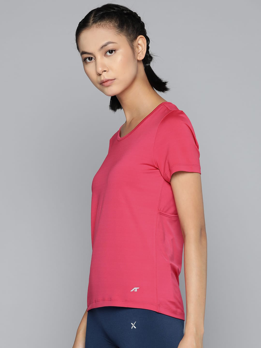 Alcis Women Magenta Slim Fit Cut Outs T-shirt