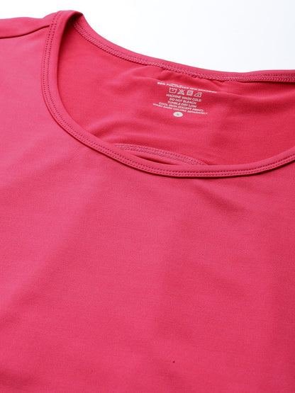 Alcis Women Magenta Slim Fit Cut Outs T-shirt