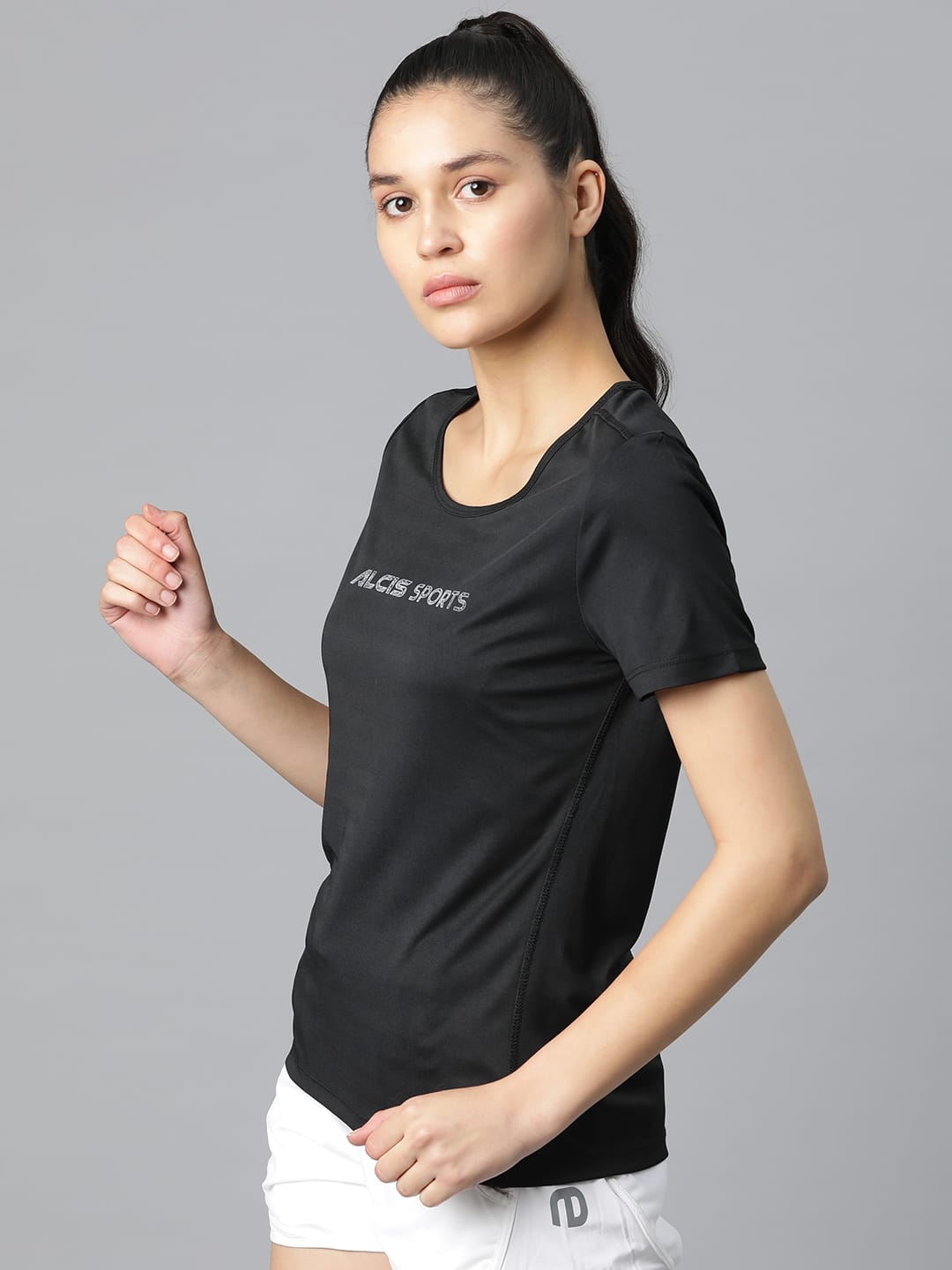 Alcis Typography Printed Anti Static Slim Fit Sports T-shirt