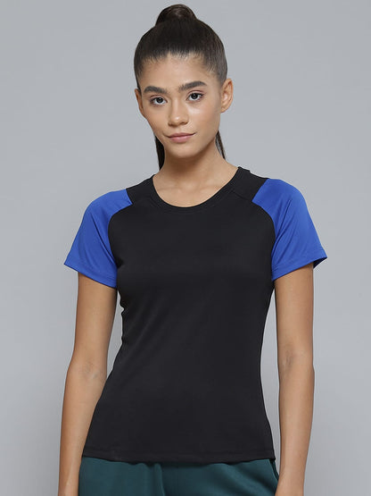 Alcis Women Black Slim Fit T-shirt