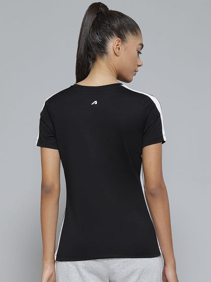 Alcis Women Black Printed Slim Fit T-shirt