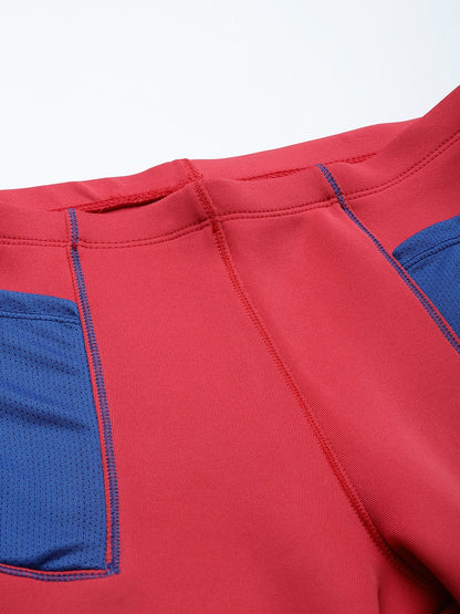 Alcis Women Red Solid High-Waist Tights