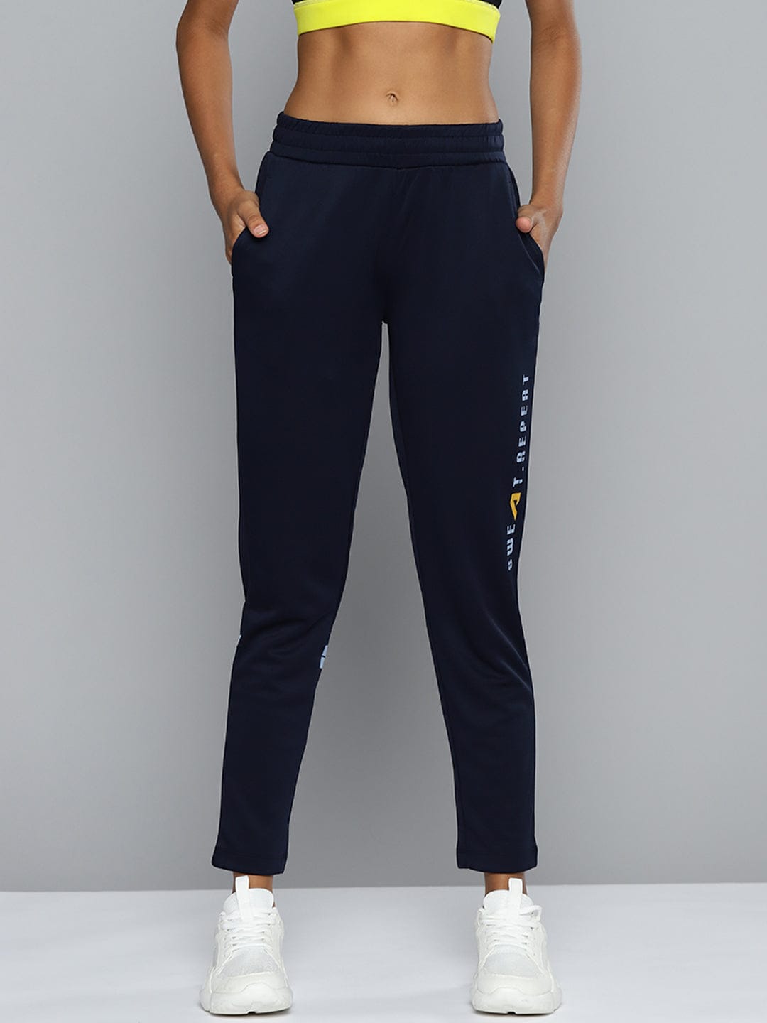 ALCIS Women Navy Blue Solid Track Pants