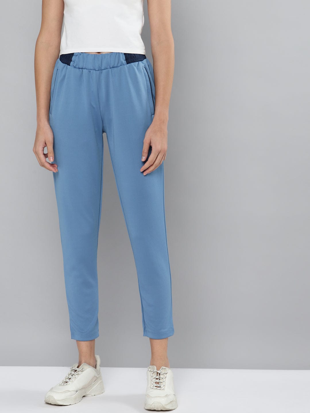 Alcis Women Blue Solid Slim Fit Track Pants
