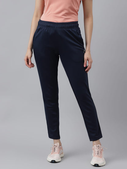 Alcis Women's Navy Anti-Static Drytech+ Slim-Fit Training Track Pants