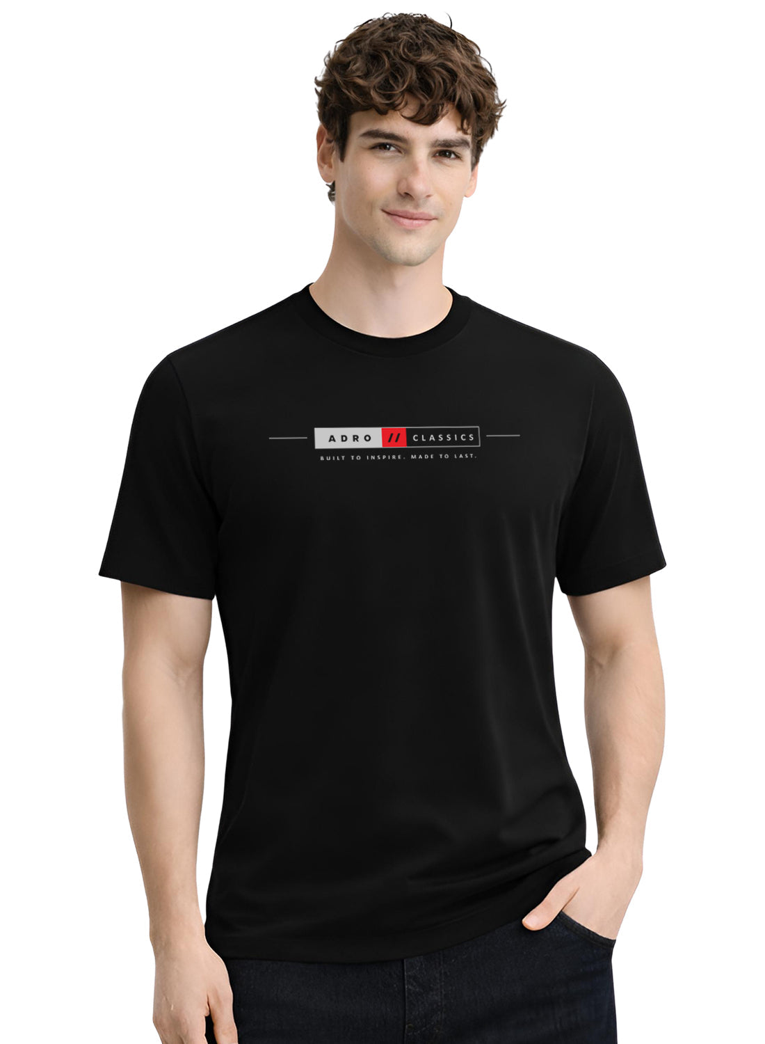 ADRO Mens Summer T-Shirt | Classic Heritage Printed Cotton Tshirt | Regular Fit Casual T-Shirts | Stylish Summer Tshirts Black