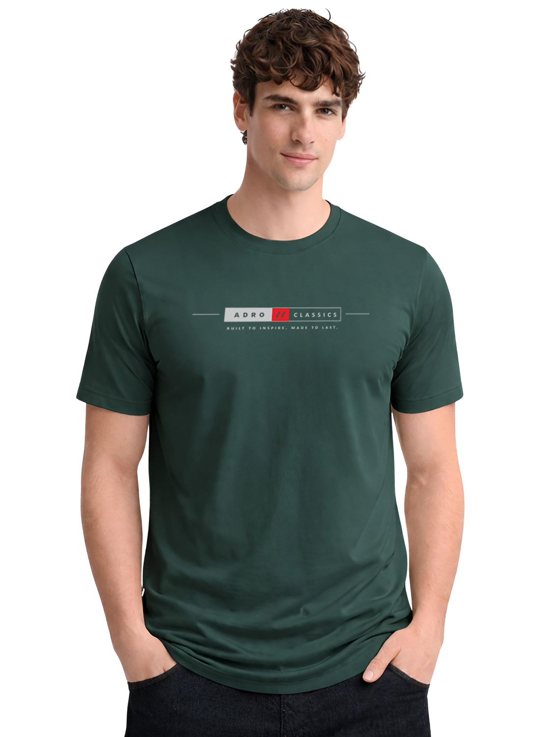 ADRO Mens Summer T-Shirt | Classic Heritage Printed Cotton Tshirt | Regular Fit Casual T-Shirts | Stylish Summer Tshirts Green
