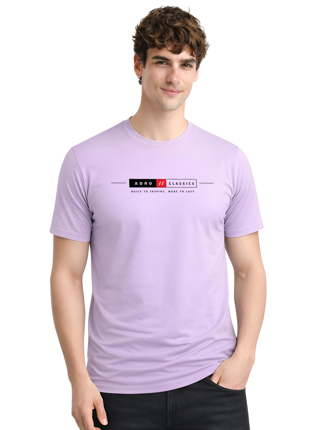 ADRO Mens Summer T-Shirt | Classic Heritage Printed Cotton Tshirt | Regular Fit Casual T-Shirts | Stylish Summer Tshirts Lavender
