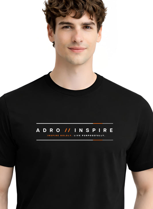 ADRO Mens Inspire Signature Printed T-Shirt for Men | Cotton Printed Tshirt | Regular Fit Casual T-Shirts | Summer Tshirts
