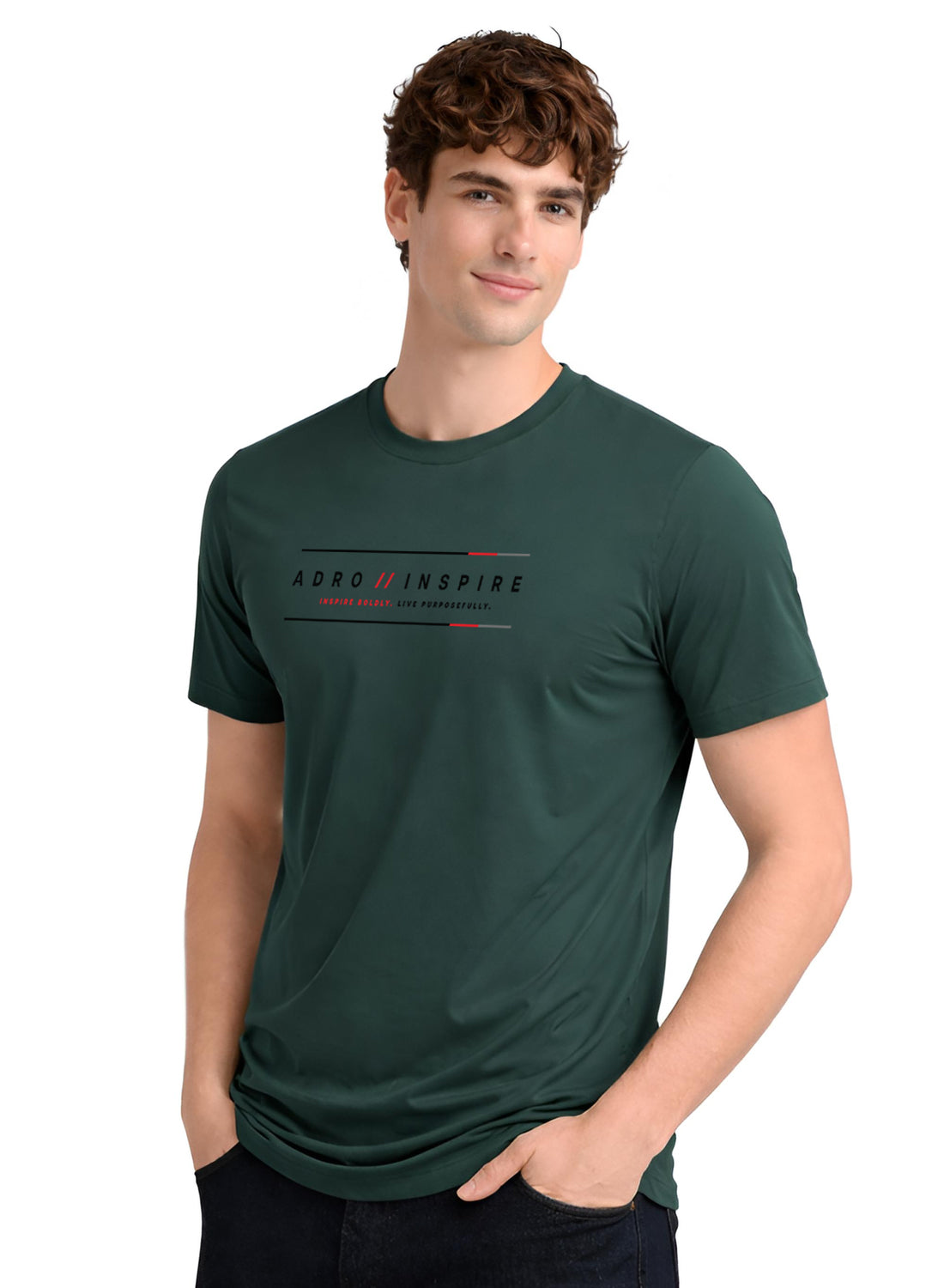 ADRO Mens Inspire Signature Printed T-Shirt for Men | Cotton Printed Tshirt | Regular Fit Casual T-Shirts | Summer Tshirts