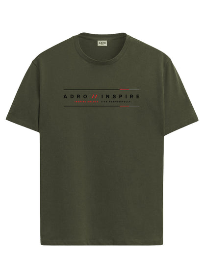 ADRO Mens Inspire Signature Printed T-Shirt for Men | Cotton Printed Tshirt | Regular Fit Casual T-Shirts | Summer Tshirts