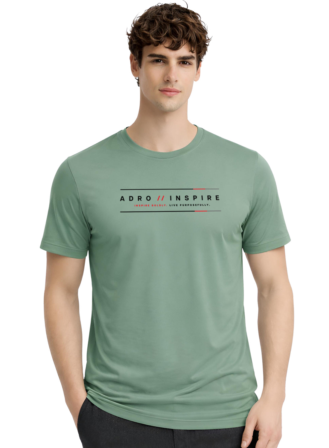 ADRO Mens Inspire Signature Printed T-Shirt for Men | Cotton Printed Tshirt | Regular Fit Casual T-Shirts | Summer Tshirts Pista